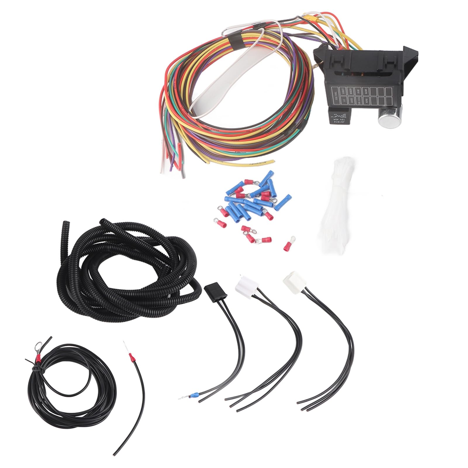 Brilluxa 8-Circuit Wiring Harness, Universal 12V Wire Harness Kit, Automotive Electrical Replacement, Compatible with Muscle Car, Hot Rod, Street Rod