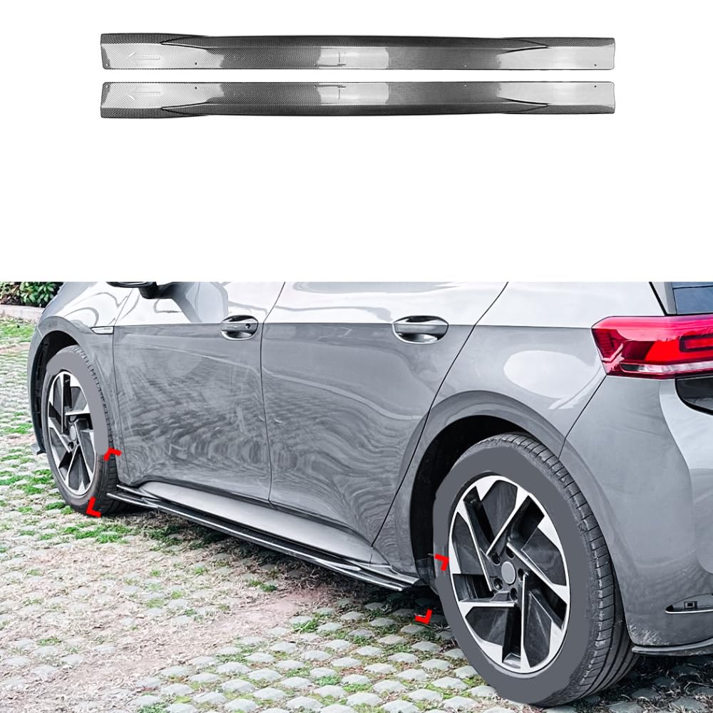 OscitY Car ABS Side Skirts, For ID.3 2019+ Door Side Step Skirt Splitters Winglet Pedals Aprons Lip Diffuser Auto Styling Accessories,B/carbon fiber