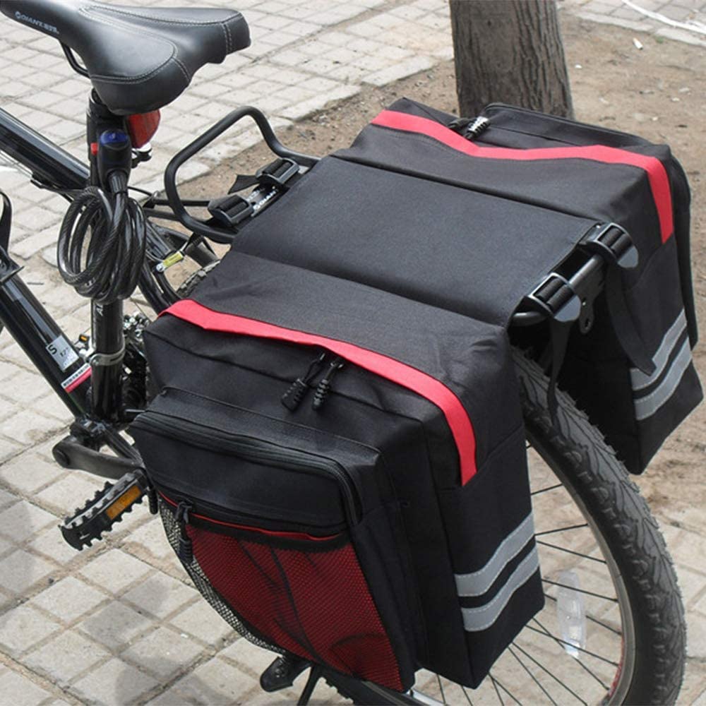 Borsa Bici Posteriore 30L Impermeabile - Doppia Laterale Per Portabagagli, Nylon Riflettente - Foto 10