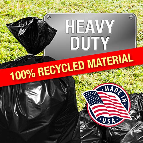 Heavy Duty Black Trash Bags – 95 Gallon Garbage Can Liner For Garbage, Storage, Yard Waste, Construction And Commercial Use - 1.2 Mil Thick 61 X 68 With 30” Rubber Bands By Tougher Goods (50) #TOP3