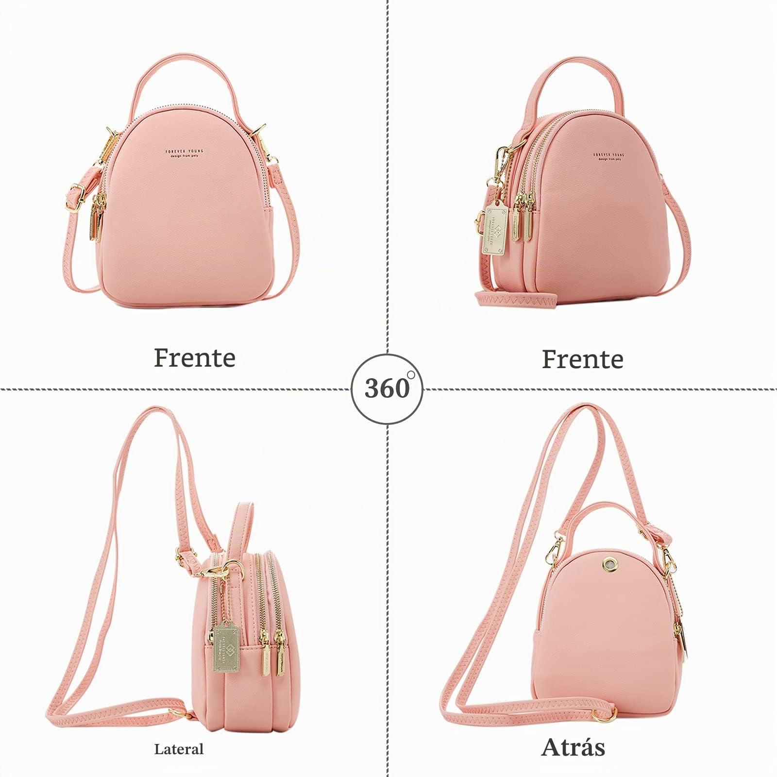 Mini Mochila Mujer Moda Bolso Muchacha Impermeable Bolsa de Hombro con Orificio para Auriculares Cuero Daypack Viaje Cita Mochila Pequeña