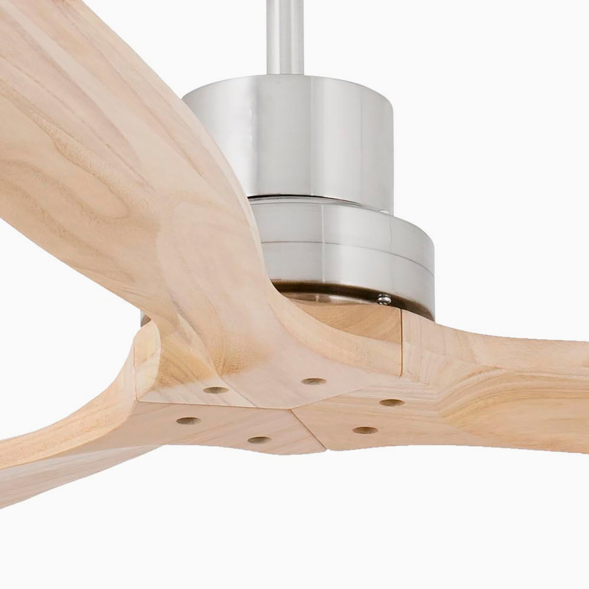 Faro Lantau Grande nichel opaco, ventilatore da soffitto in pino con motore DC, 6 velocità