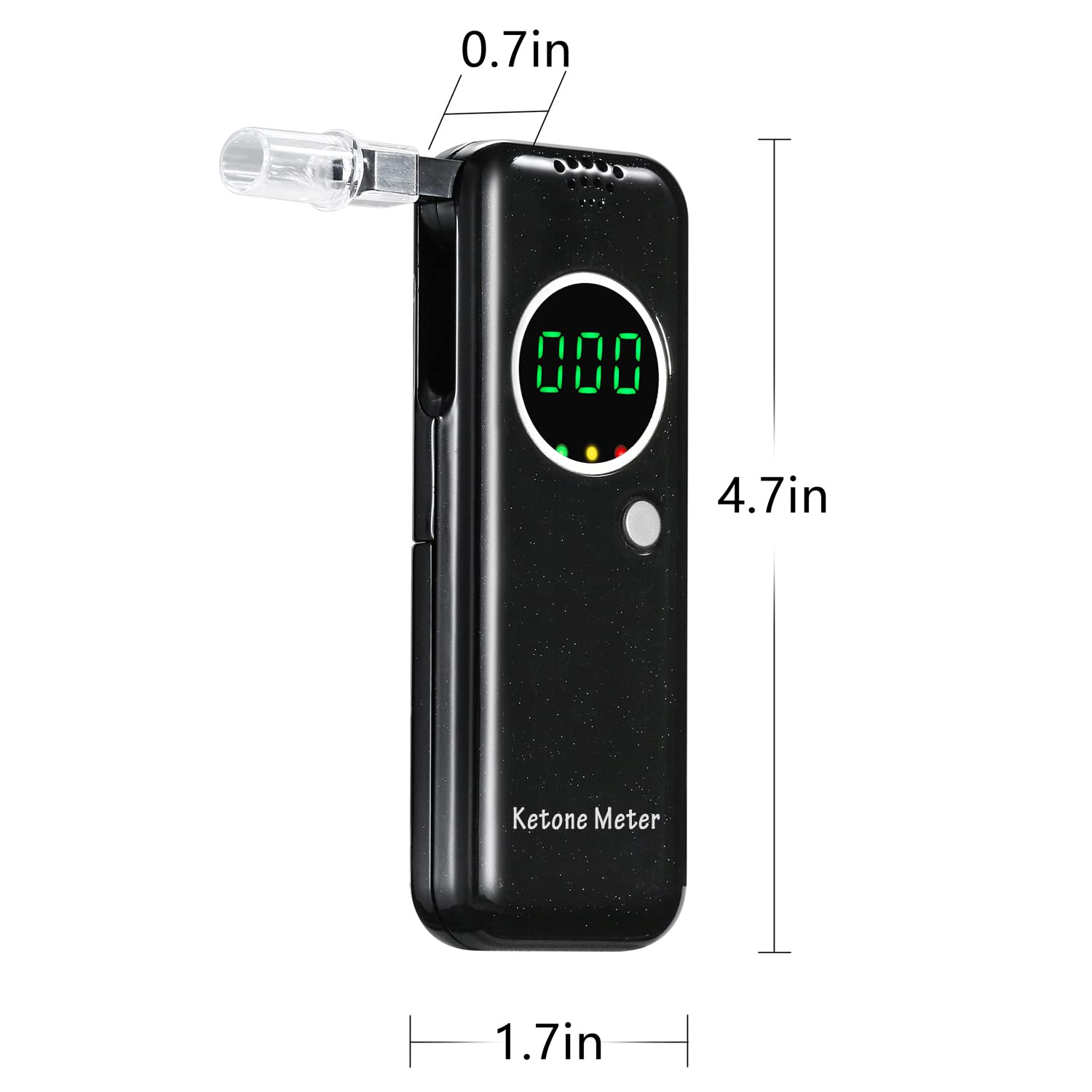 Tragbarer Ketone Atemtester, digitales Ketone Atemmessgerät, Ketose-Atemtester zur Ermittlung des Ketonstatus, mit 10 austauschbaren Mundstücken