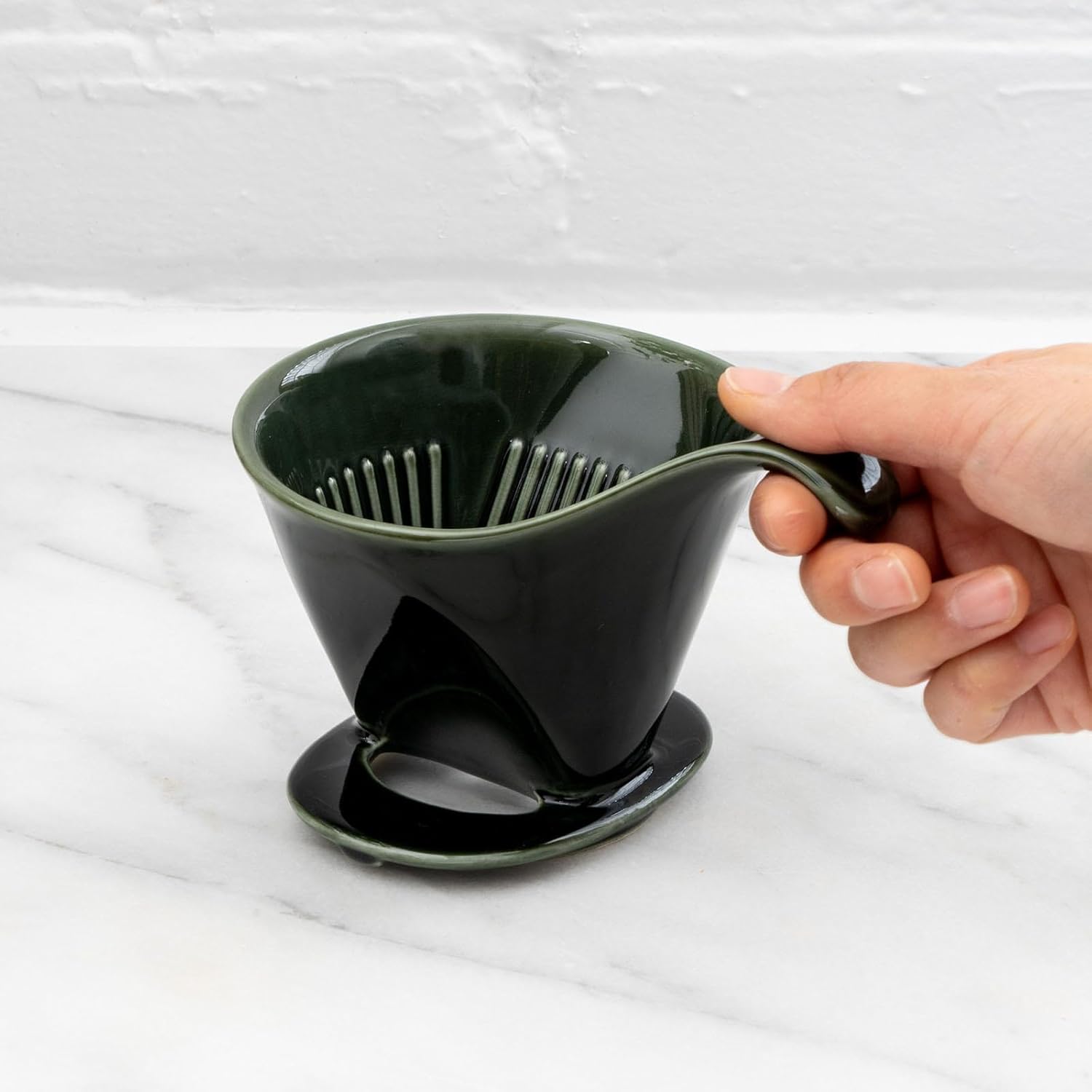 Zero Japan - Bee House Pour Over Coffee Dripper - Lead-Free & Cadmium-Free Ceramic Coffee Maker with Elegant Peek Hole, Drip Cone Brewer Coffee Gift, Brewing Accessories - Antique Green, Standard Size