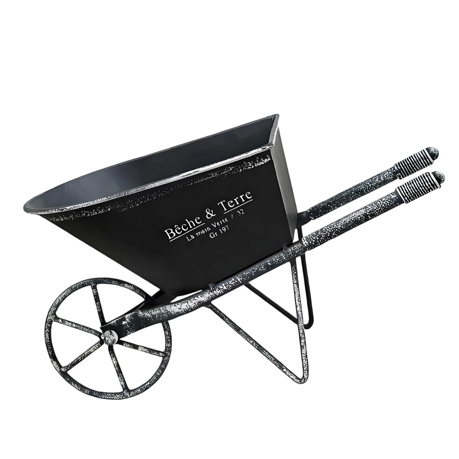 Shurhome Decorative Wheeled Planter Flower Container Retro Iron Flowerpot for Balcony Terrace and Outdoor Garden Patio Front Yard Permanent Metal Farmer