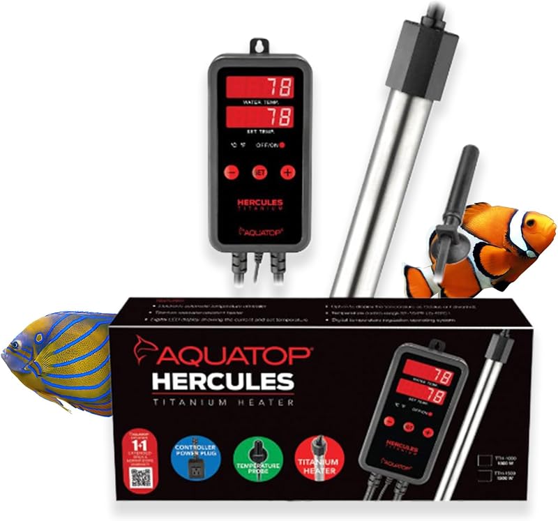 Aquecedor de Titânio para Aquário Aquatop Hercules com Controlador Digital e Temperatura Ajustável, 1.500 W