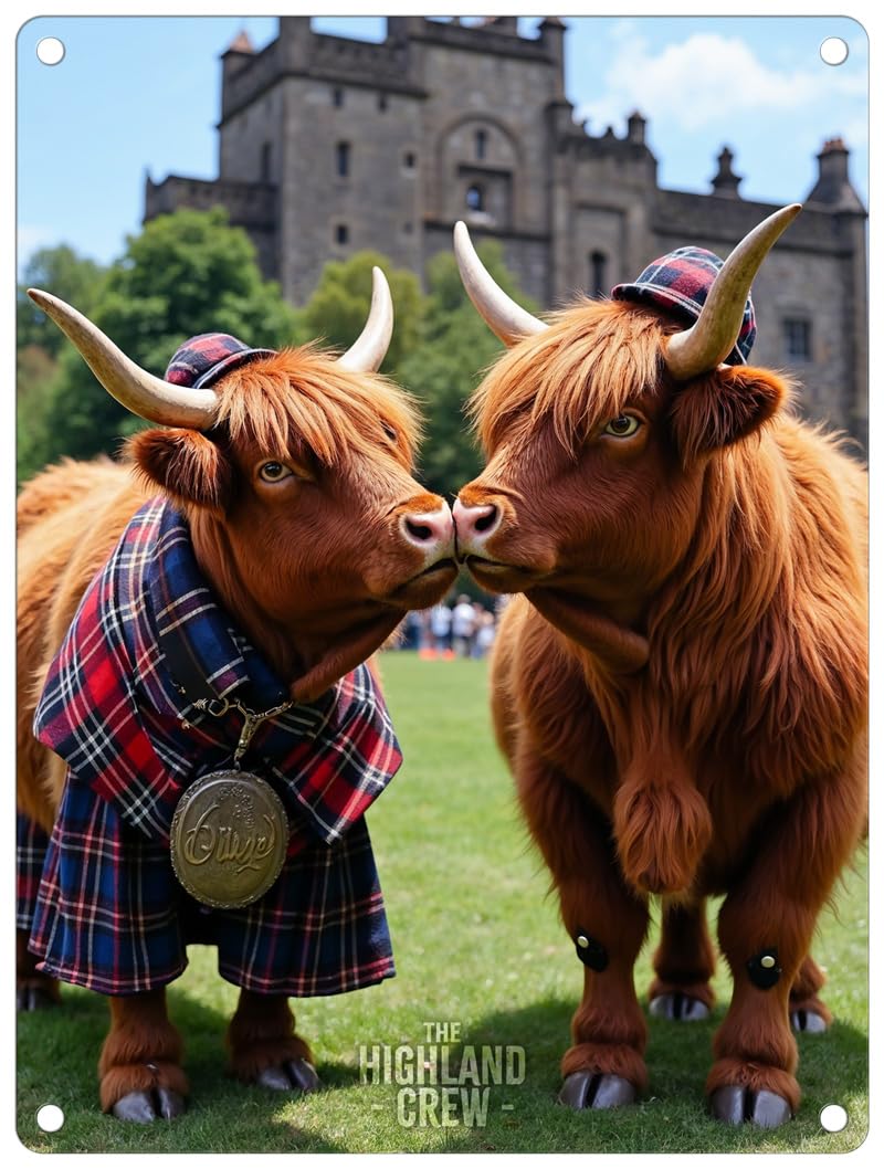 The Original Metal Sign Cows Kissing Small (150 X 200Mm) Metal Sign - The Highland Crew