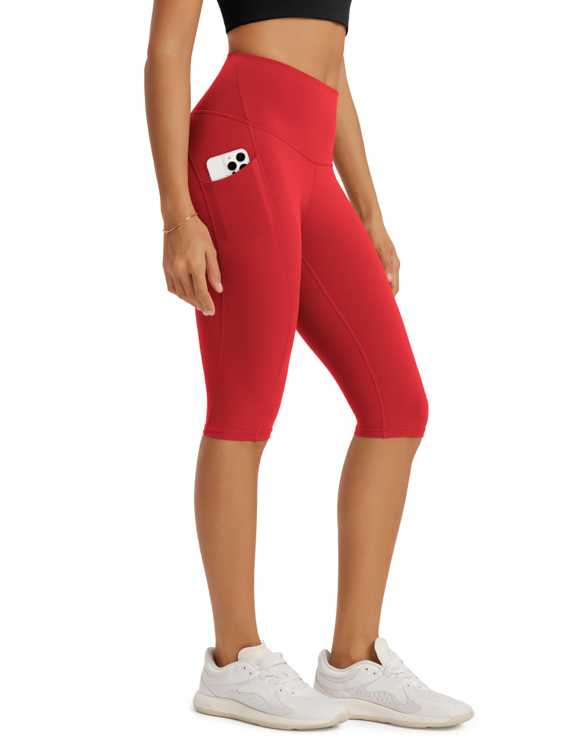 ODODOS High Waist Workout Capris with Pockets for Women, 14" / 19" Tummy Control Yoga Capri Leggings