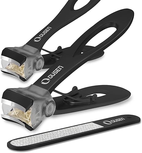 Cortaúñas gruesas con atrapador, cortaúñas antisalpicaduras para hombres y mujeres, cortaúñas con apertura de mandíbula ancha para personas mayores,