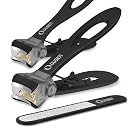 Ousen Beauty Nail Clipper Set, 17mm Wide Jaw Opening, Stainless Steel, Black, Classic Style, Unisex Adult gallery image