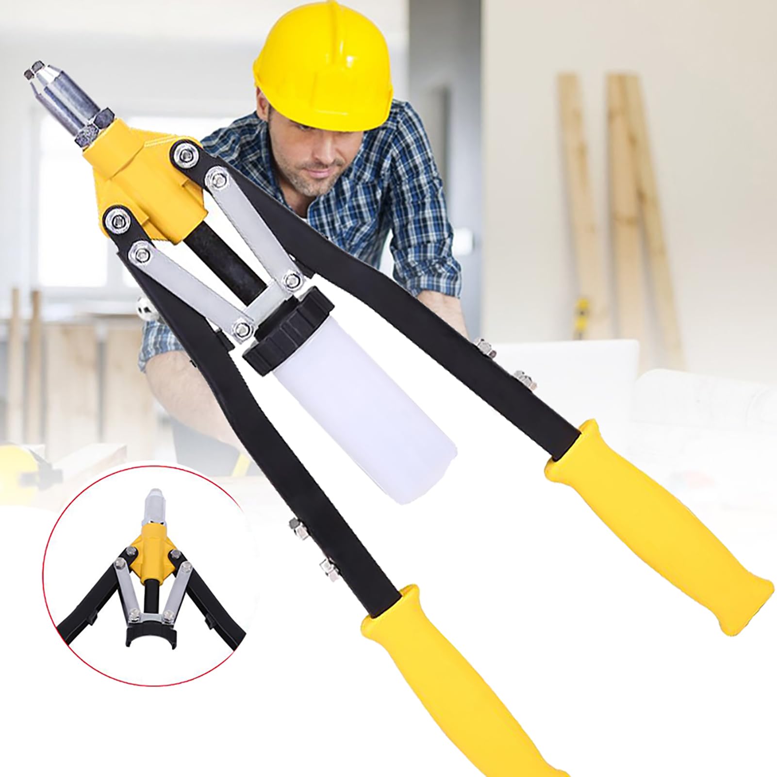GOTOTOP Pinces a Rivets Pop, Pince a Riveter Professionnelle avec 6 Nez pour Rivets Aveugles 2.5mm, 3mm, 3.2mm, 4mm, 5mm, 6mm 44.5 x 16.9cm
