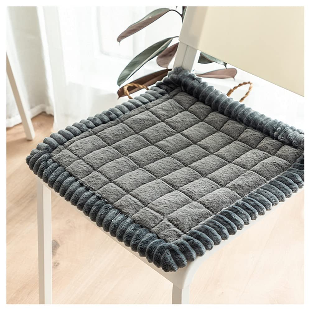 Coussin de chaise gris 40x40 galette de siège en peluche épaisse pour chaise de cuisine lot de 2