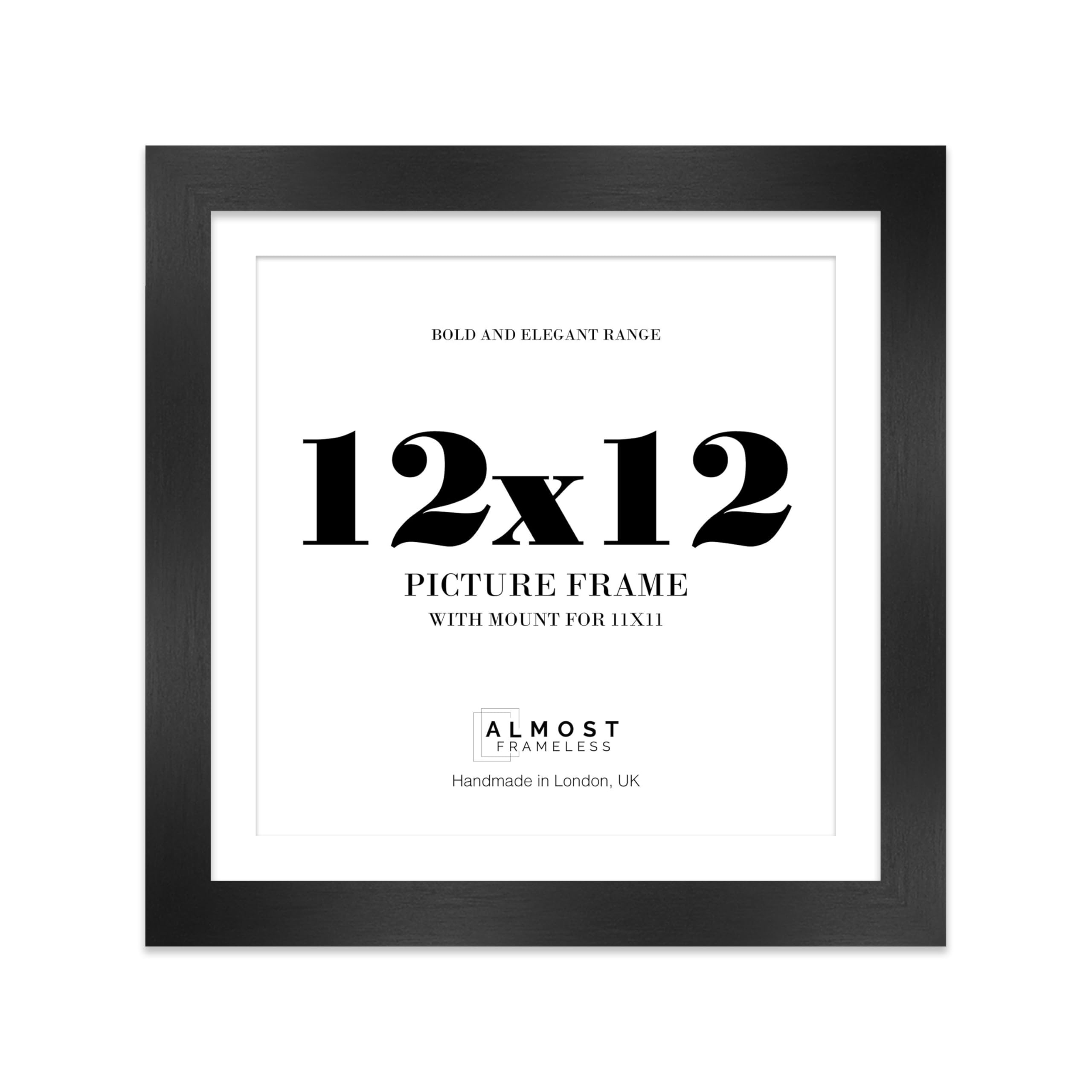 12x12 Black Square Frame With Mount for 11x11 Pictures 28mm Edge Frame Display with Wall Hooks and Kickstand, 1 Pack — image 1