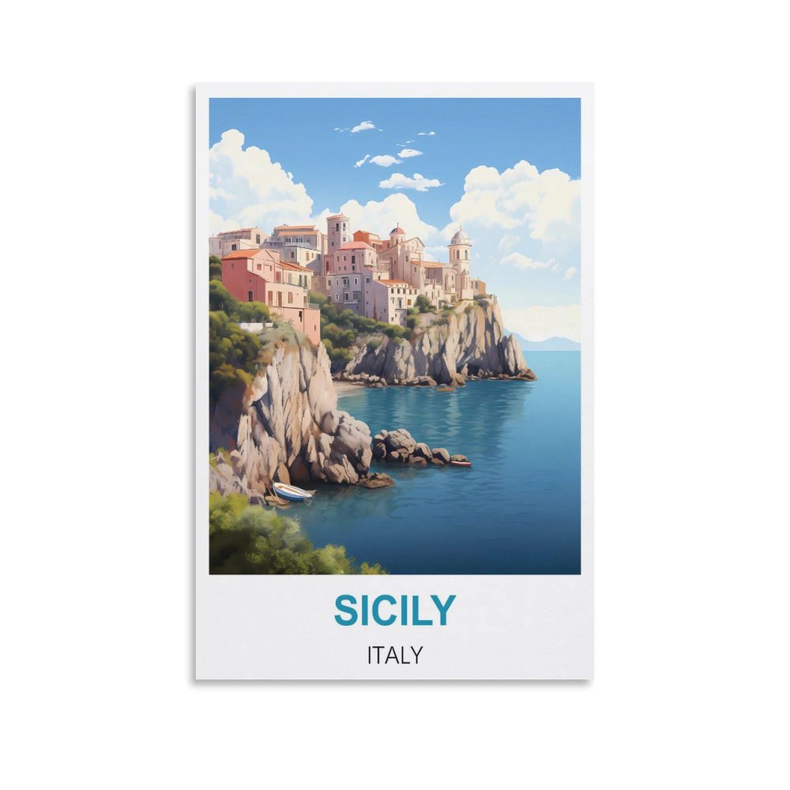Retro Vintage Metal Tin Sign Sicily Italys,Tin Sign Metal Retro Art Wall Poster for Home Club Garden Decor 30x30cm