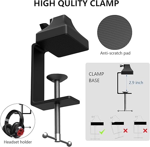 Miniatura 3 de Soporte de brazo para micrófono, suspensión de brazo de estudio, soporte de micrófono ajustable para HyperXShure SM7B y otros micrófonos, grabación