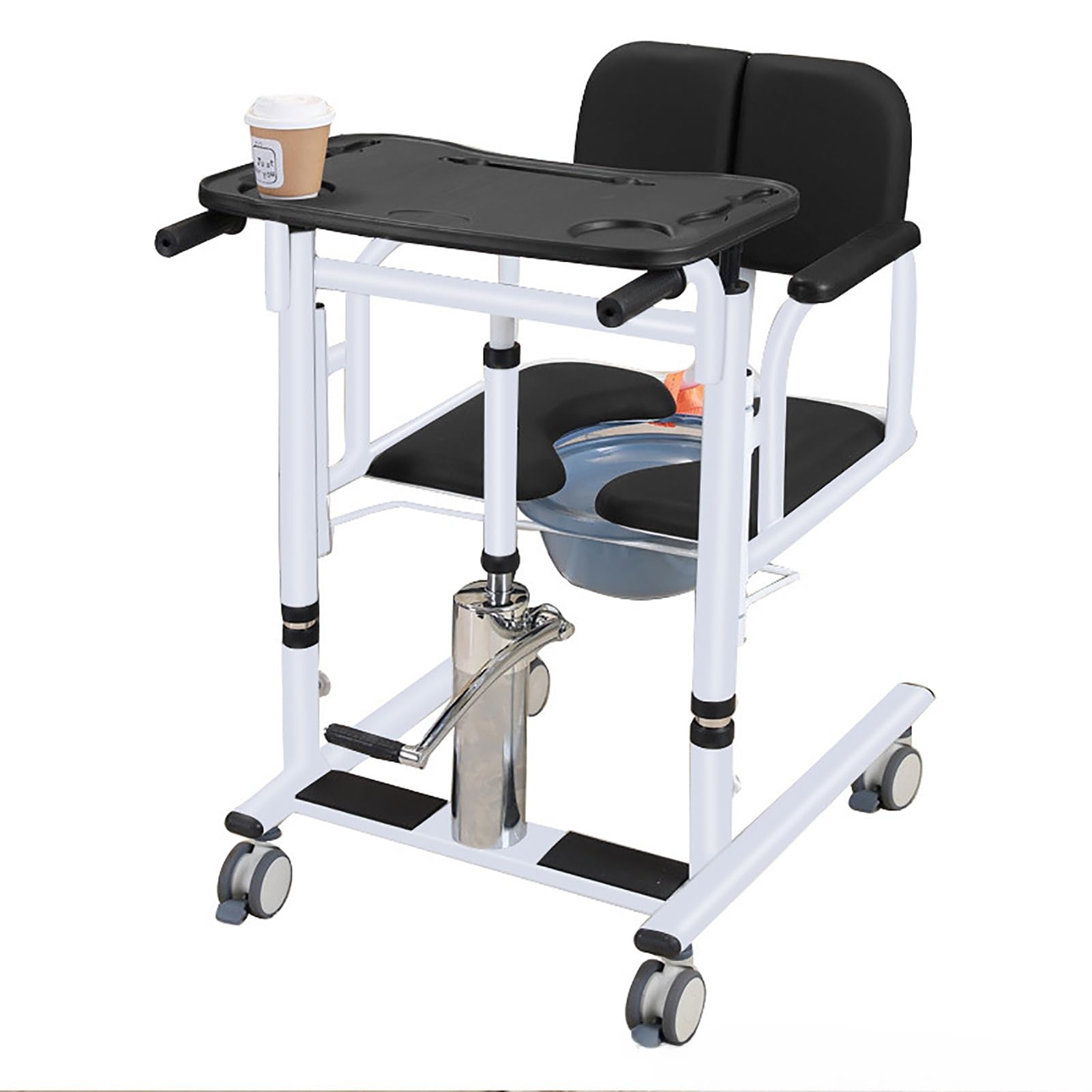 Sollevatore Idraulico paziente,Sollevatore Idraulico per Disabili Anziani con Sedile Sdoppiato 180°,Regolabile in Altezza,Sedia a rotelle Regolabile in Altezza con Piano