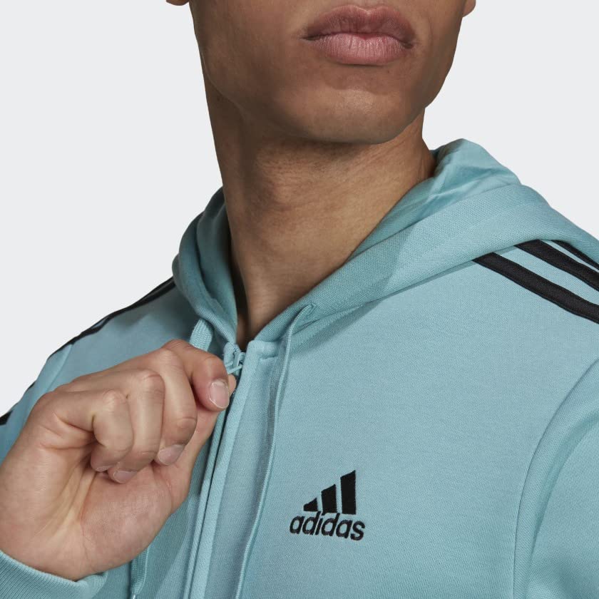 Image of adidas Men's Essentials Fleece 3-Stripes Full-Zip Hoodie, Legend Ink, Large