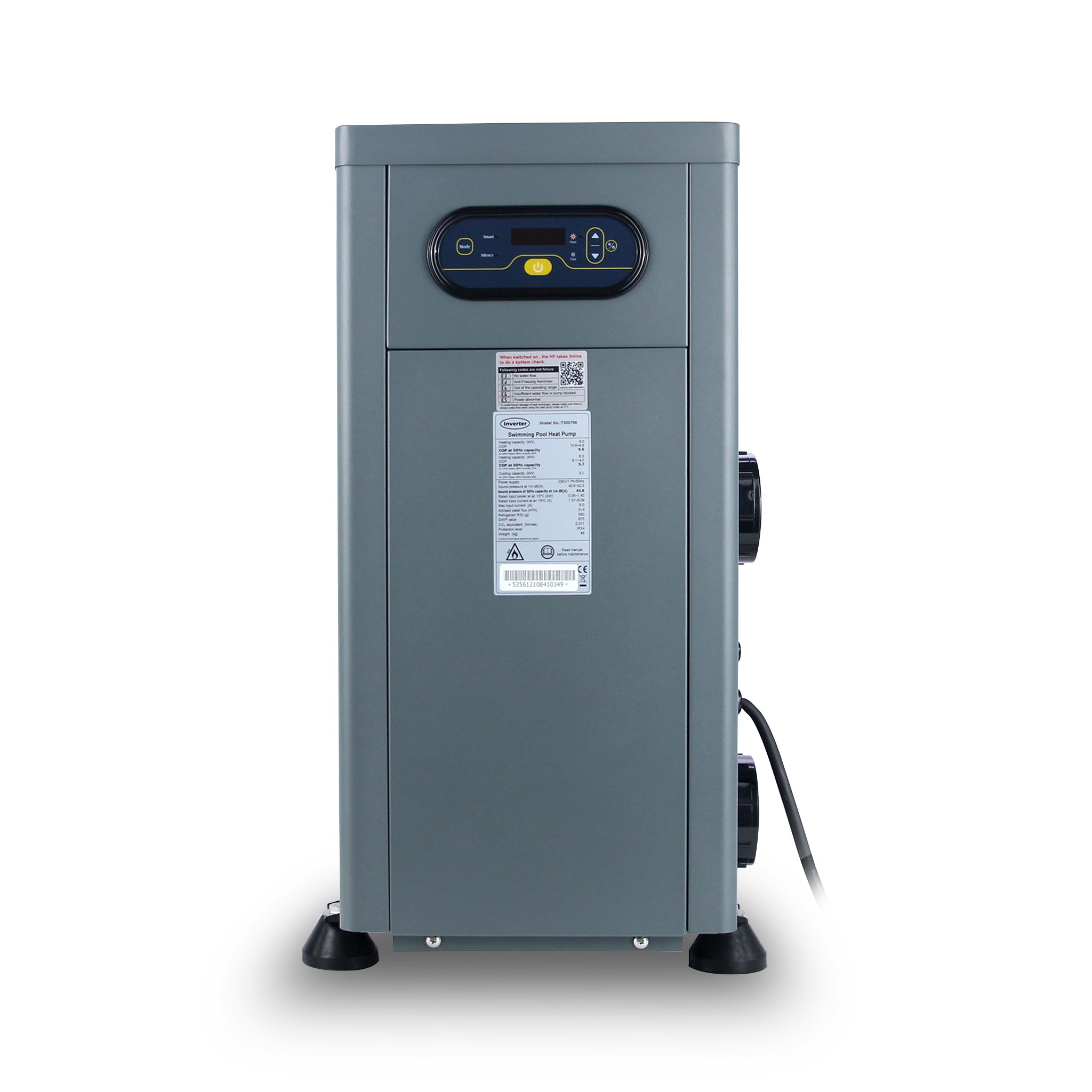 Wärmepumpe Smart Inverter ECO 9,0 kW, inkl. Bypass, bis 35 m³ Pool Heizung Schwimmbecken Wassererwärmung Titan Wärmetauscher steckerfertig