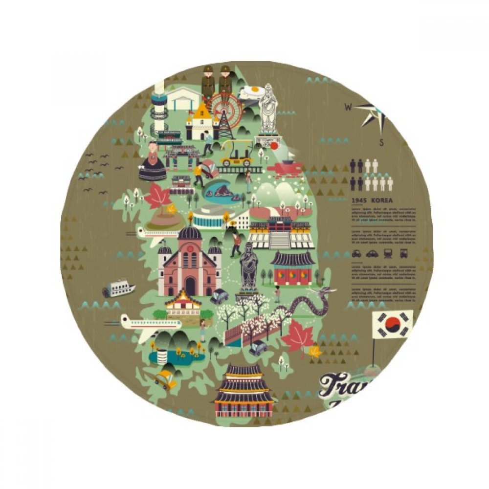 Tapis de sol Corée du Sud rond multicolore pour salon et cuisine