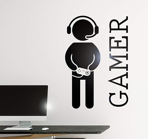 Miniatura 4 de Vinilo adhesivo para pared, diseño de videojuegos, joystick, decoración para sala de juegos (z2065) M 22.5 x 35 pulgadas, marrón