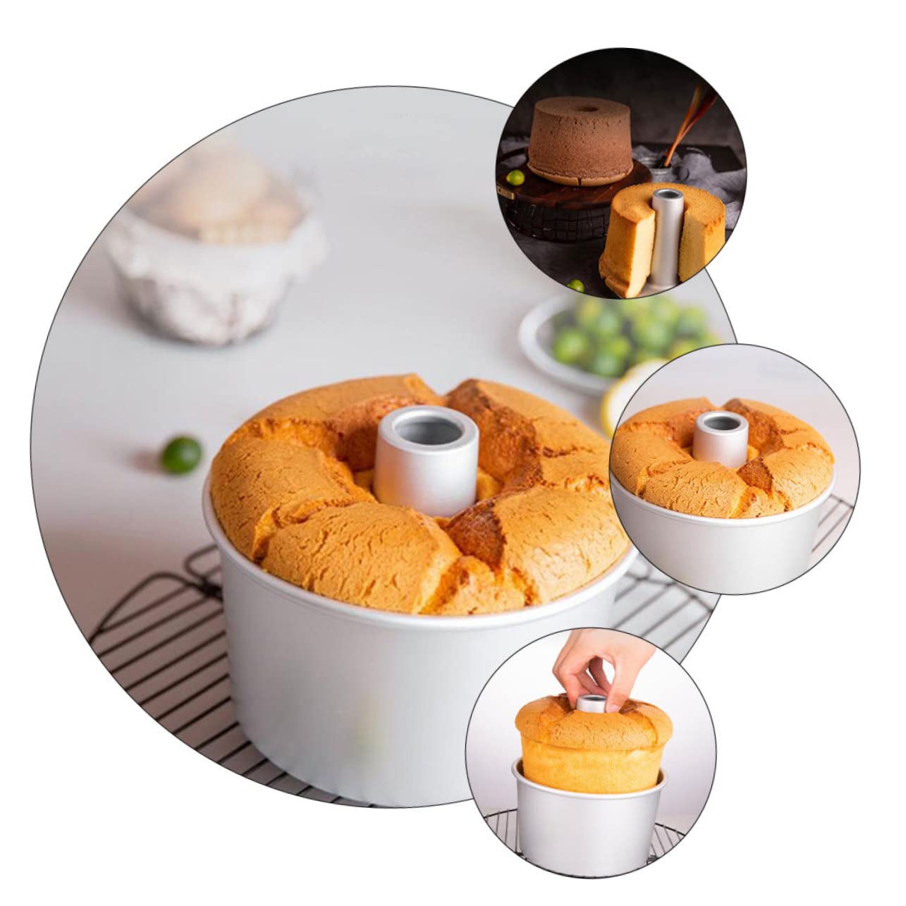 TOPBATHY 2 Ensembles moule à gâteau vivant géant Rouge boîtes de conserve cuit air moule muffins moule entremet moule a gateau moule de cuisson pour gâteau évidé alliage d'aluminium Silver