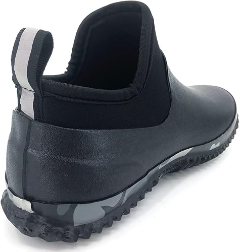 Vista 10 de SYLPHID Zapatos de jardín para hombre, zapatos de lluvia impermeables de neopreno para campamento, cuidado del césped, jardinería y trabajo