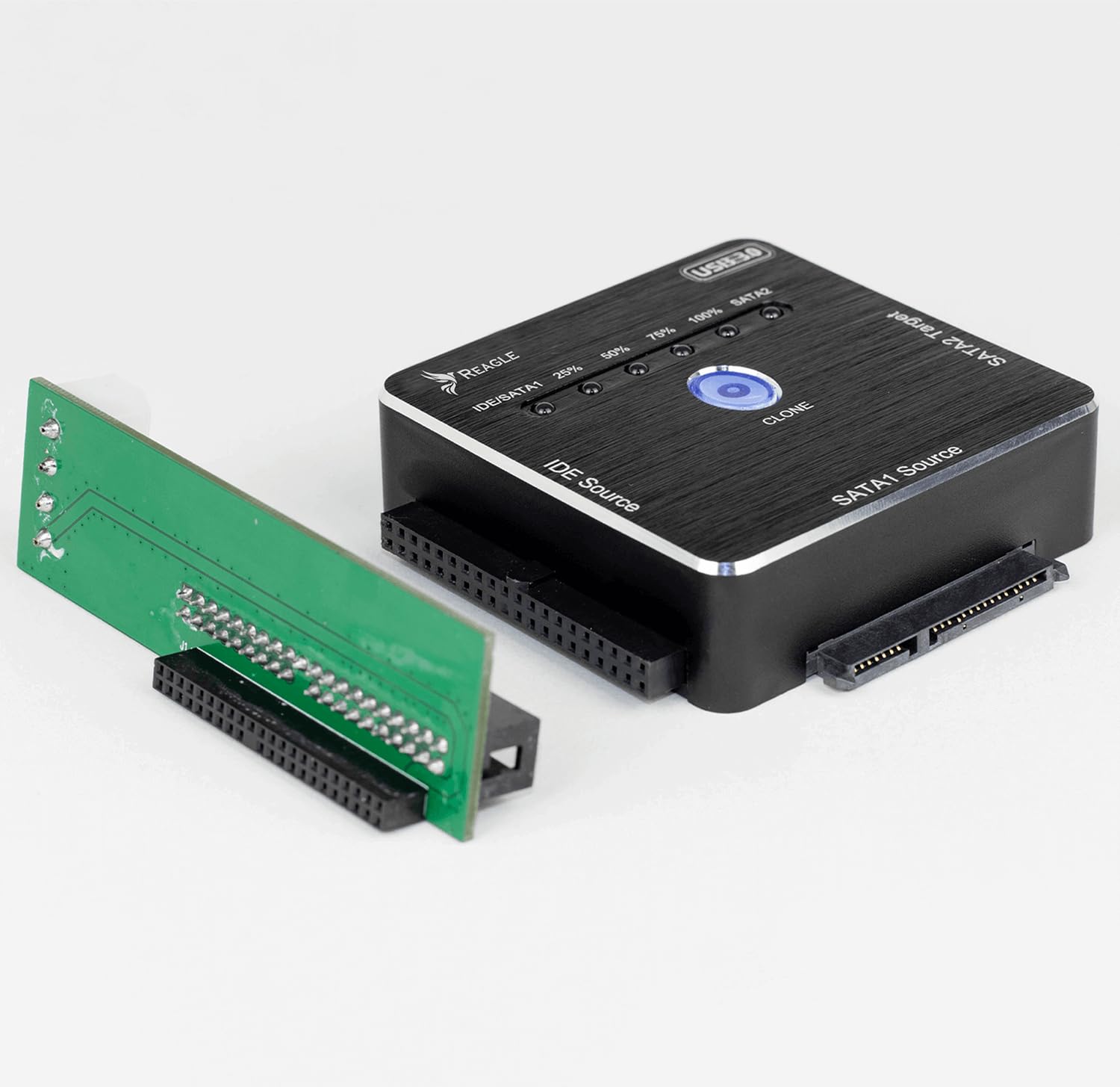 Reagle Adaptador USB SATA IDE con Función de Clonación Offline, Convertidor HDD SSD hasta 16TB, USB 3.2 Gen 1 5Gb/s, para Discos 2,5 y 3,5 Pulgadas SATA I/II/III IDE, Lectores CD DVD, Windows Mac