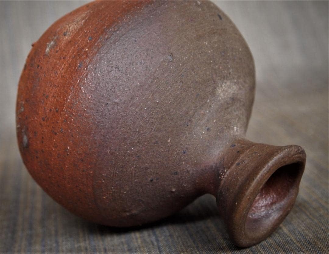 作森岡成好とくり（南蛮窯変徳利）共箱緋色 希少作☆