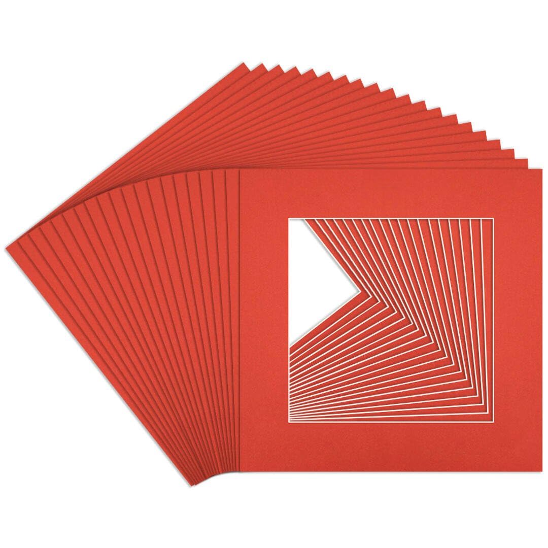 Procut Global 60x60cm Poppy Red Picture Mounts to Fit 40x40cm Aperture, Precision Cut Cardboard Photo Mount