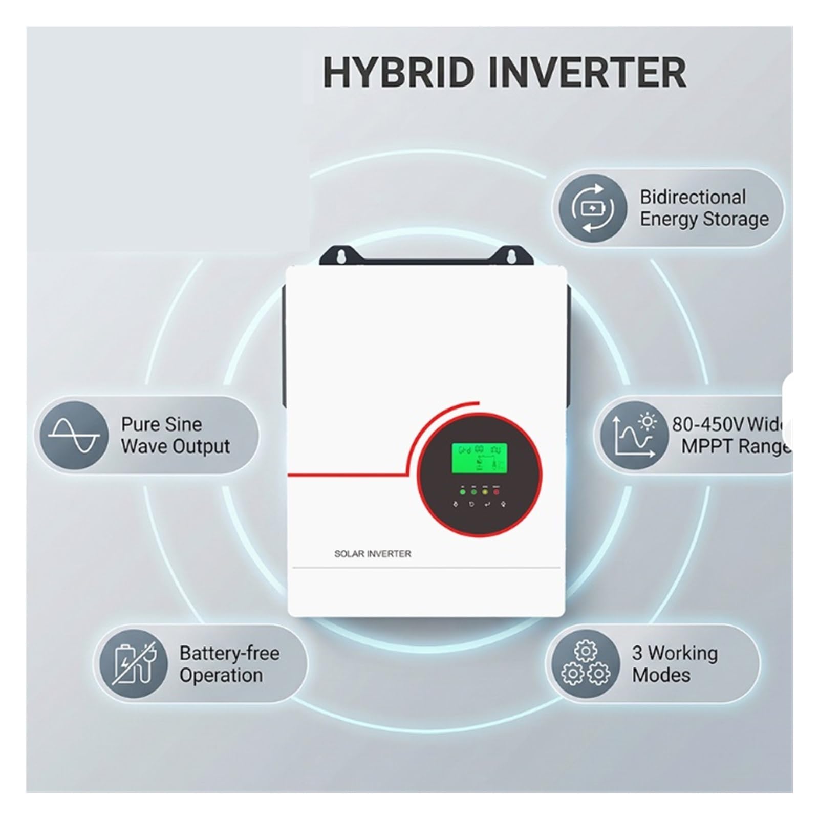 Inverter ibrido solare MPPT, inverter CA a onda sinusoidale pura da 6,3kW