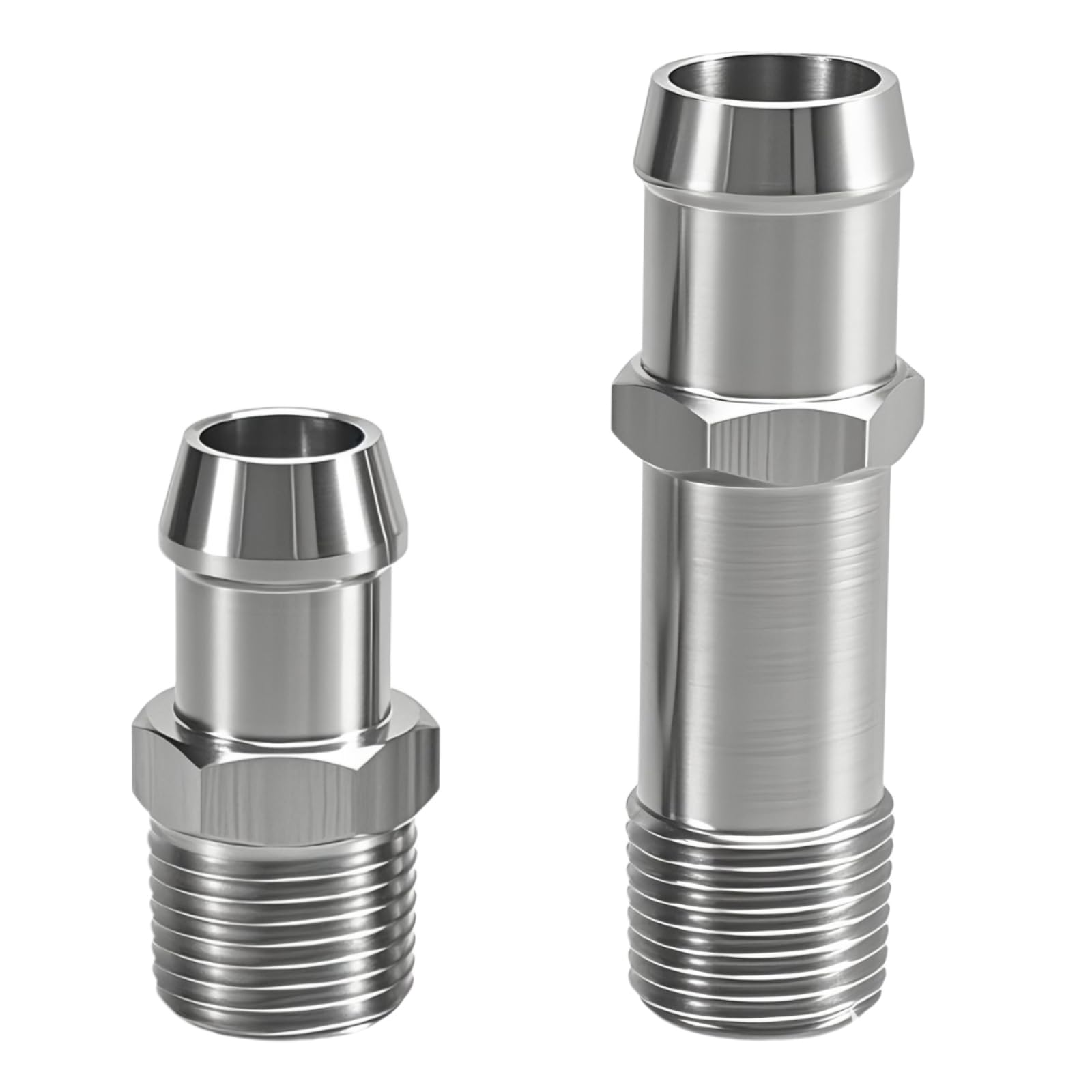 FUSCH 2Pcs Upgraded Stainless Steel 1/2" NPT Heater Hose Fittings, 5/8" Intake Fitting 3/4" Water Pump Fitting Compatible with Small Block Chevy Engines 283 305 307 327 350 383 400