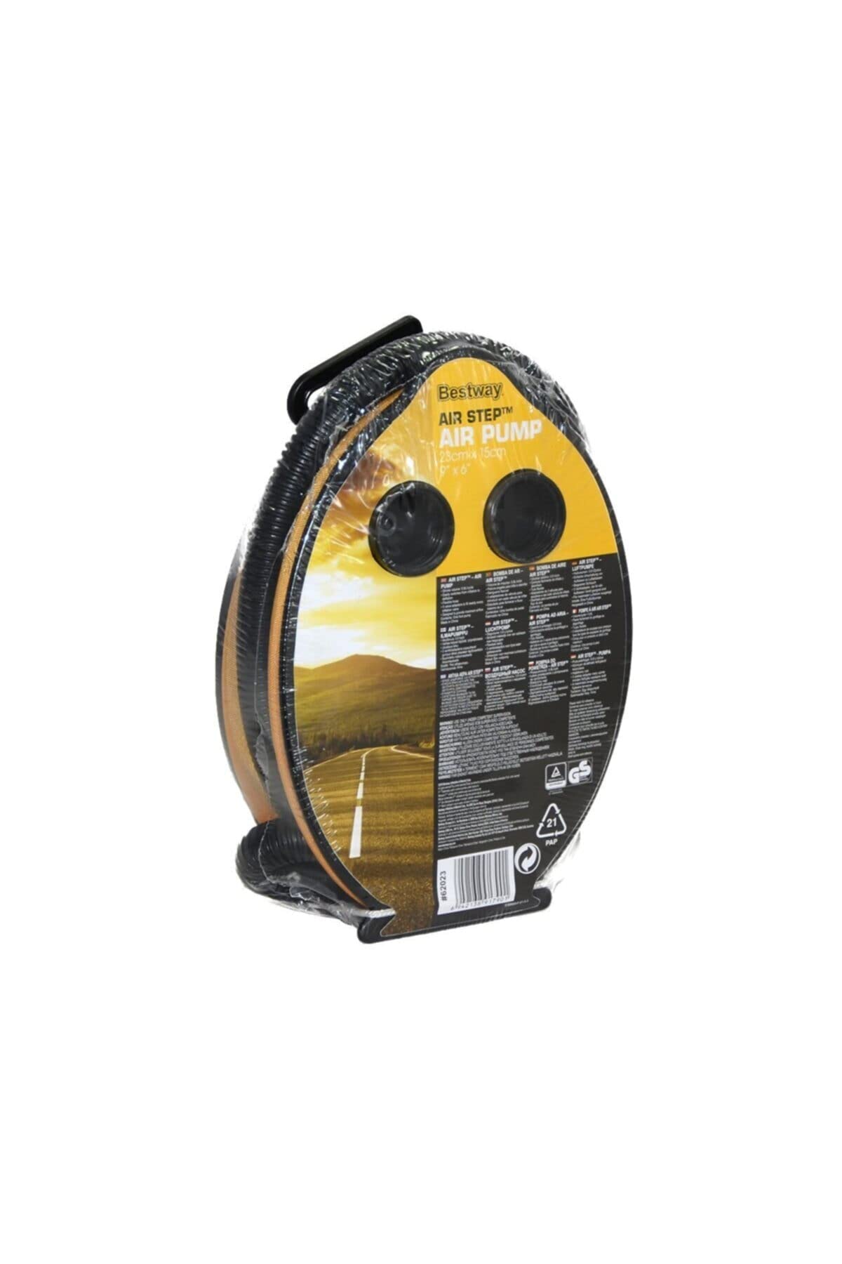 Bestway Bestway 62023 - Pompa A Piede 23 X 15 Cm, Volume 800 Cc, Gonfia/Sgonfia, 3 Adattatori Per Valvola, Plastica, Nero-image