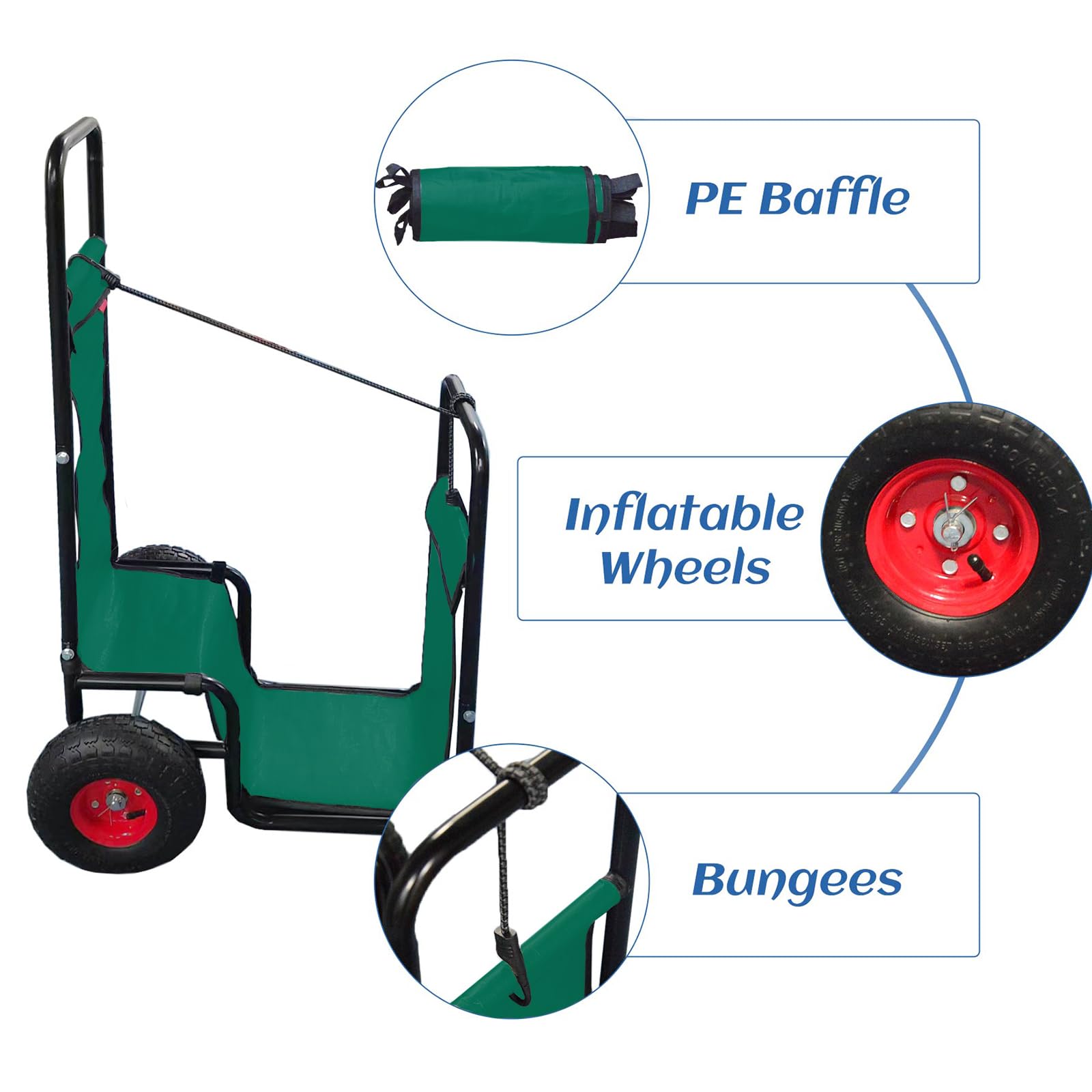 Carrello per legna da ardere con ruote grandi Carrello per legna da ardere in legno da esterno Carrello per legna da ardere assemblato con deflettore in PE verde e cinghie