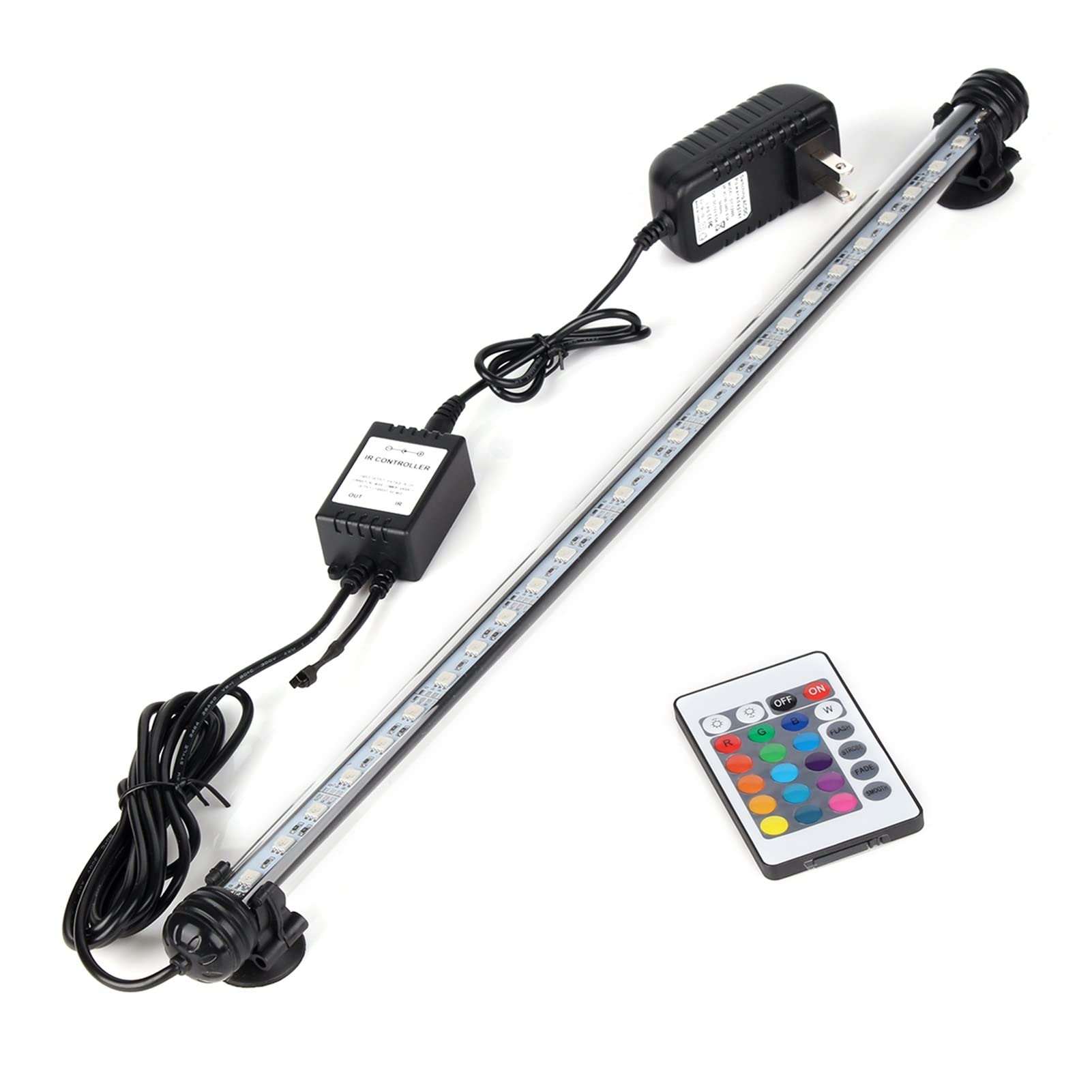 Luz de Acuario remota Tanque de Peces a Prueba de Agua 5050 SMD Barra de luz LED Lámpara acuática Sumergible 18-48CM (Color : US -38CM)
