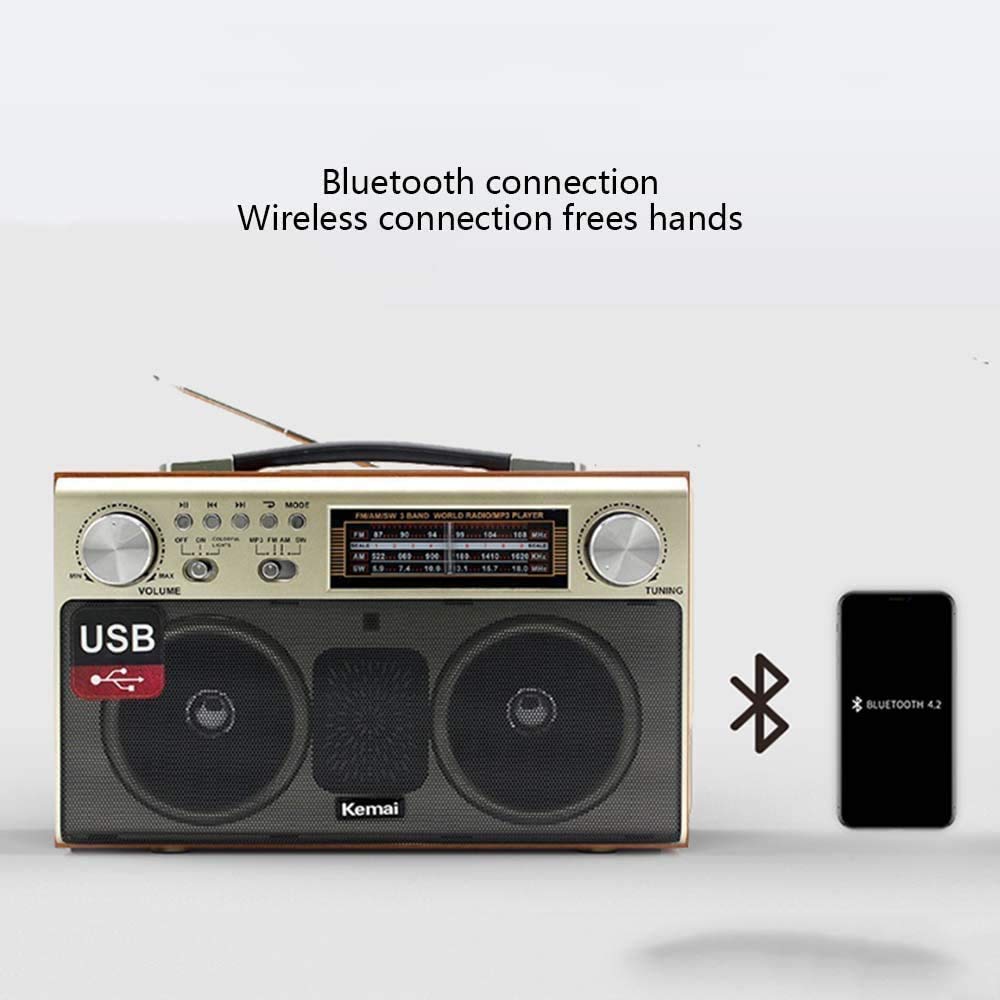 Radio retro, radio Bluetooth retro AM/FM/SW blat z odbiornikiem i odtwarzaczem CD USB / karta TF / MP3 bezprzewodowe połączenie AUX wejście audio, białe