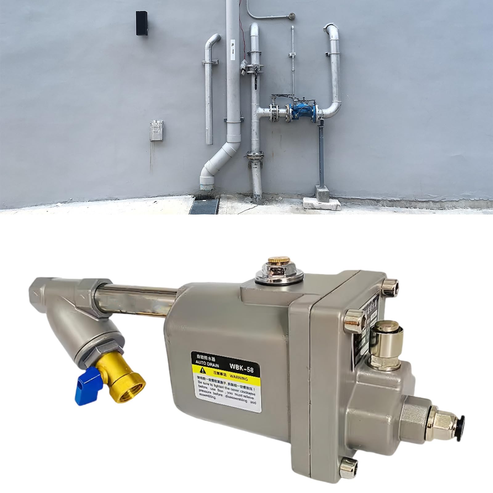 Valvole di scarico dell'acqua del compressore d'aria di dovere 680kgh Capacità Doppio Filtro Design Rilascio Veloce Adatto per Tubi Serbatoi Umidificatore Struttura Aria