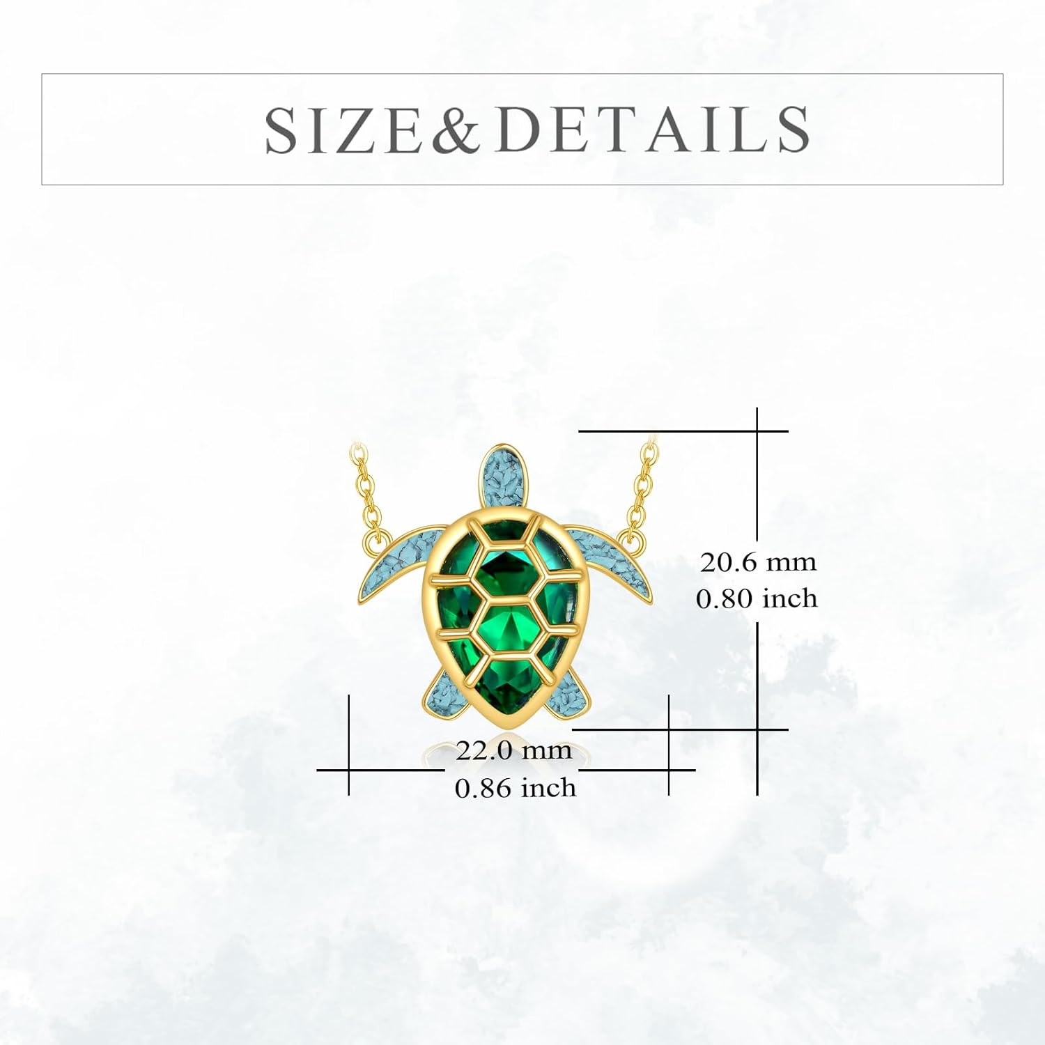 YFN Sea Turtle Necklace Sterling Silver Turquoise Green Turtle Pendant Necklace Beach Jewelry Ocean Gift For Women - Image 5