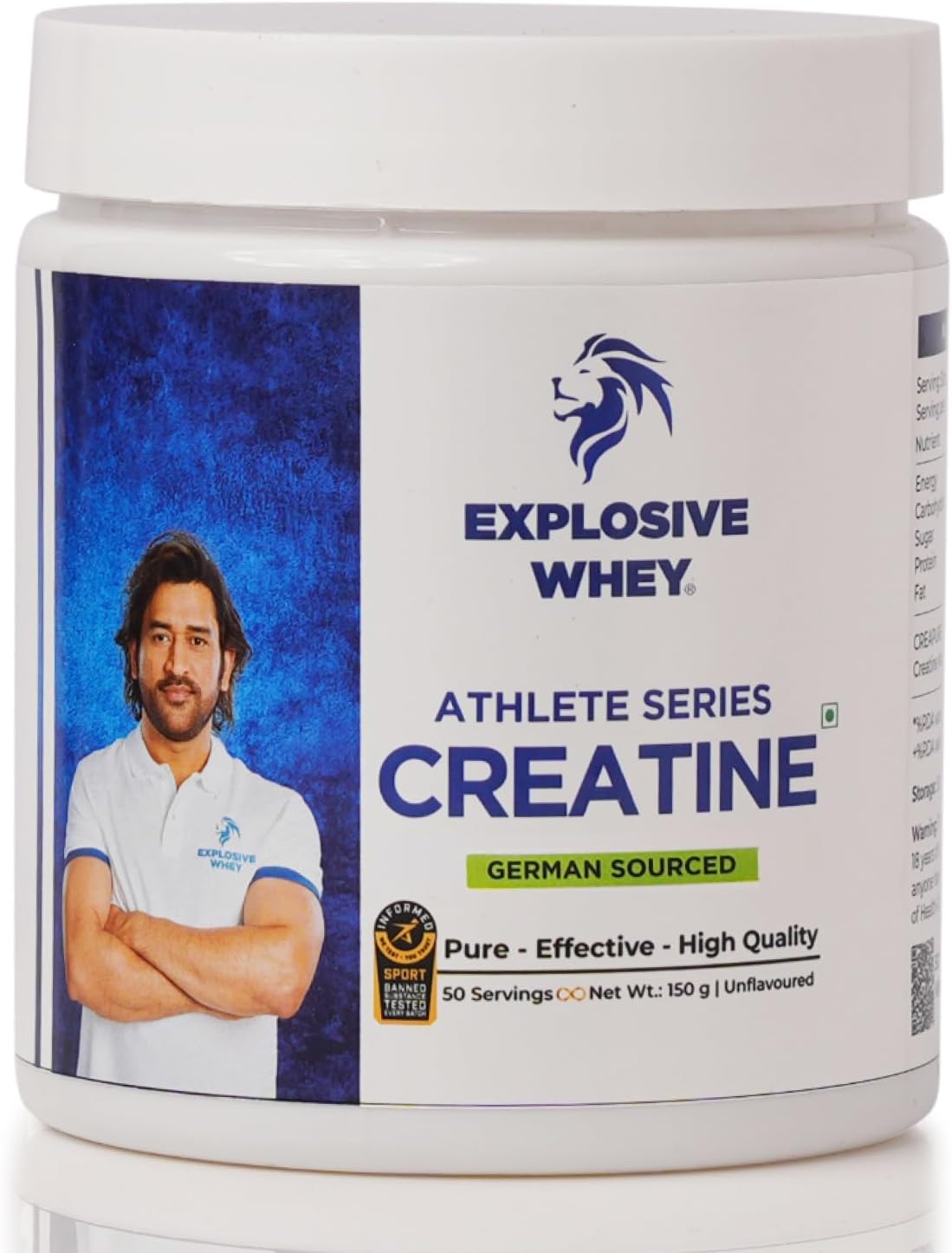 - Explosive Whey German Sourced Unflavoured Creatine Monohydrate 150Gm - Trusted by M.S. Dhoni & Kedar Jadhav | Boost Muscle Strength & Performance| Informed-Sport Certified