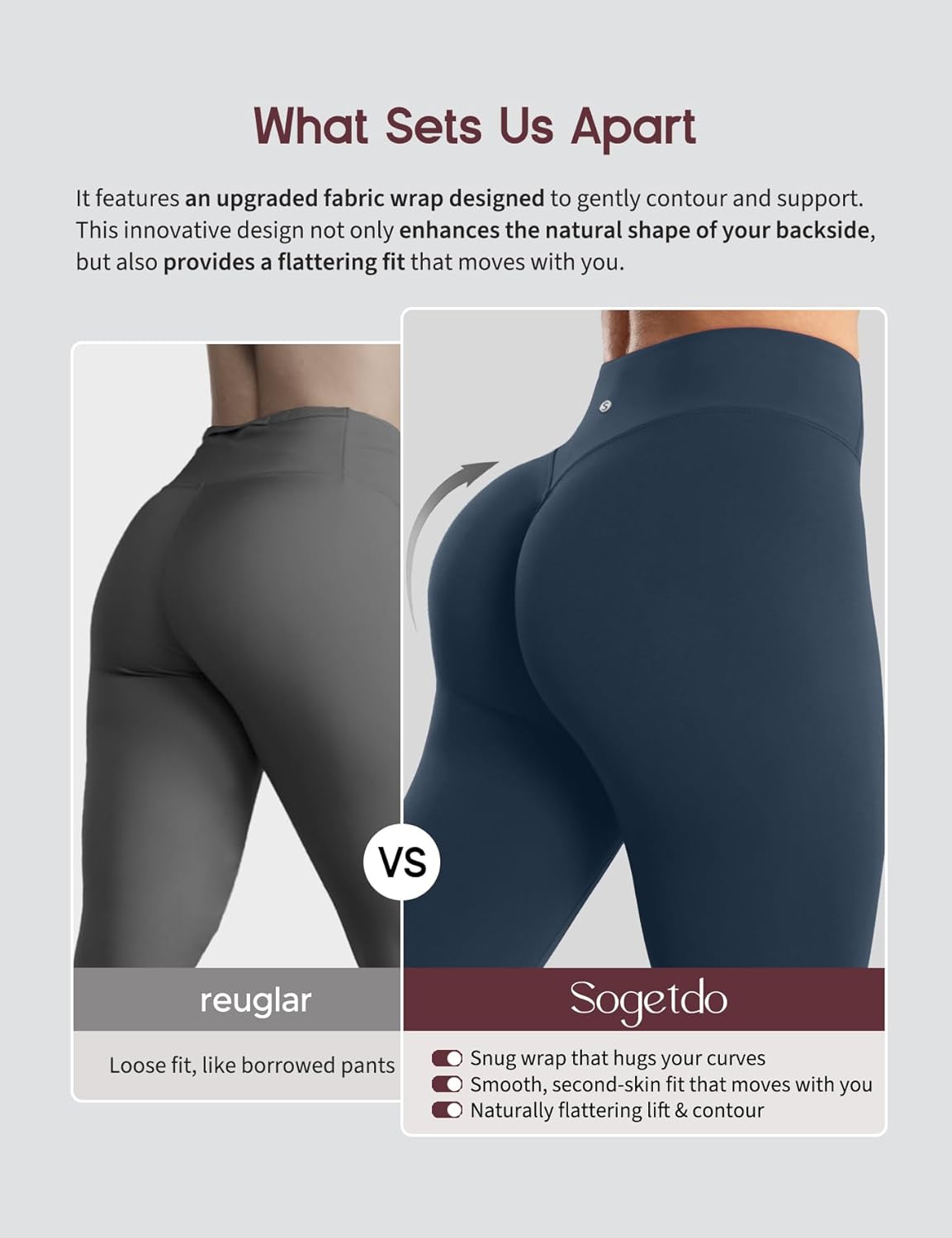 Sogetdo Crossover Butt Lifting Leggings for Women Tummy Control Buttery Soft Workout Gym Yoga Pants - Image 5