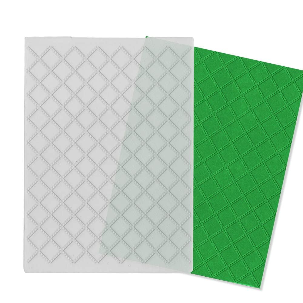 Diamond Square Plastic Embossing Folders for Card Making, Buffalo Plaid Embossing Folder DIY Craft Folders Template Stencils for Scrapbooking Photo Album Decorations, 6.1 × 4.4 Inch