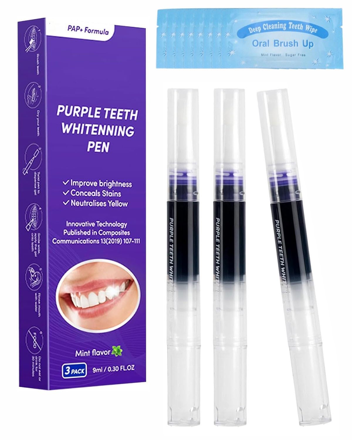GRETY 3 Pezzi Penna Sbiancante Denti,Penne Gel Sbiancante per Denti Bianchi,Penna Sbiancantes Dentis Professionale,Rimuove le Macchie Superficiali,Sbiancamento rapido,Facile da Usare