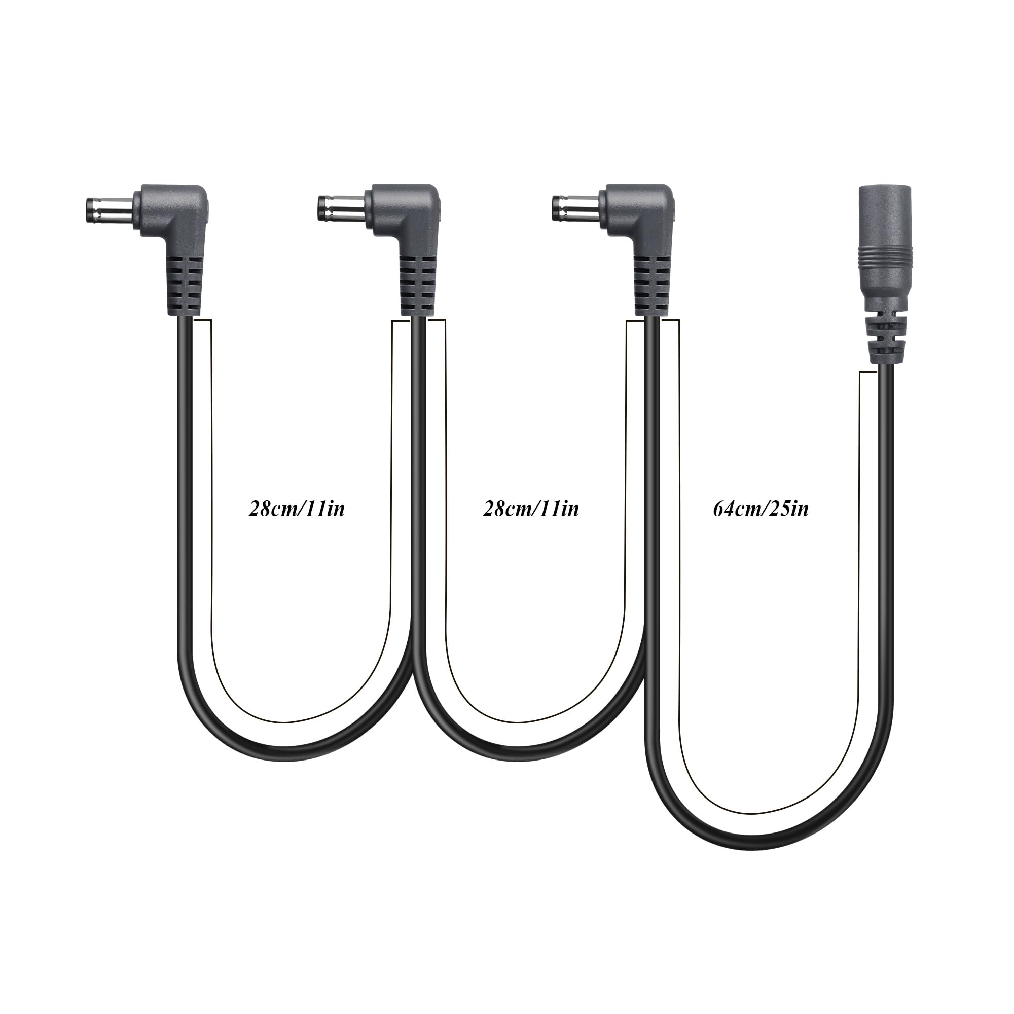 GINTOOYUN 1 do 3-drożnego Daisy Chain kabel gitarowy zasilacz rozdzielacz kabel DC 5,5 mm x 2,1 mm gniazdo do 3 wtyczek do adaptera 9 V 3 A DC, zasilacz gitarowy (od 1 do 3) (1 do 3)