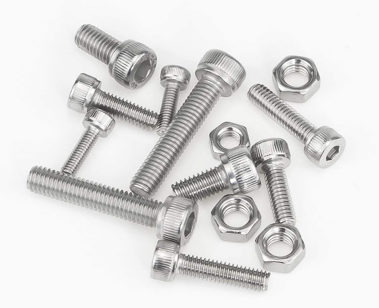 220Pcs #6-32 UNC Stainless Steel Hex Socket Head Cap Screws Nuts Assortment Kit- #6-32x 3/16" 1/4" 5/16" 3/8" 1/2" 5/8" 3/4" 7/8" 1"