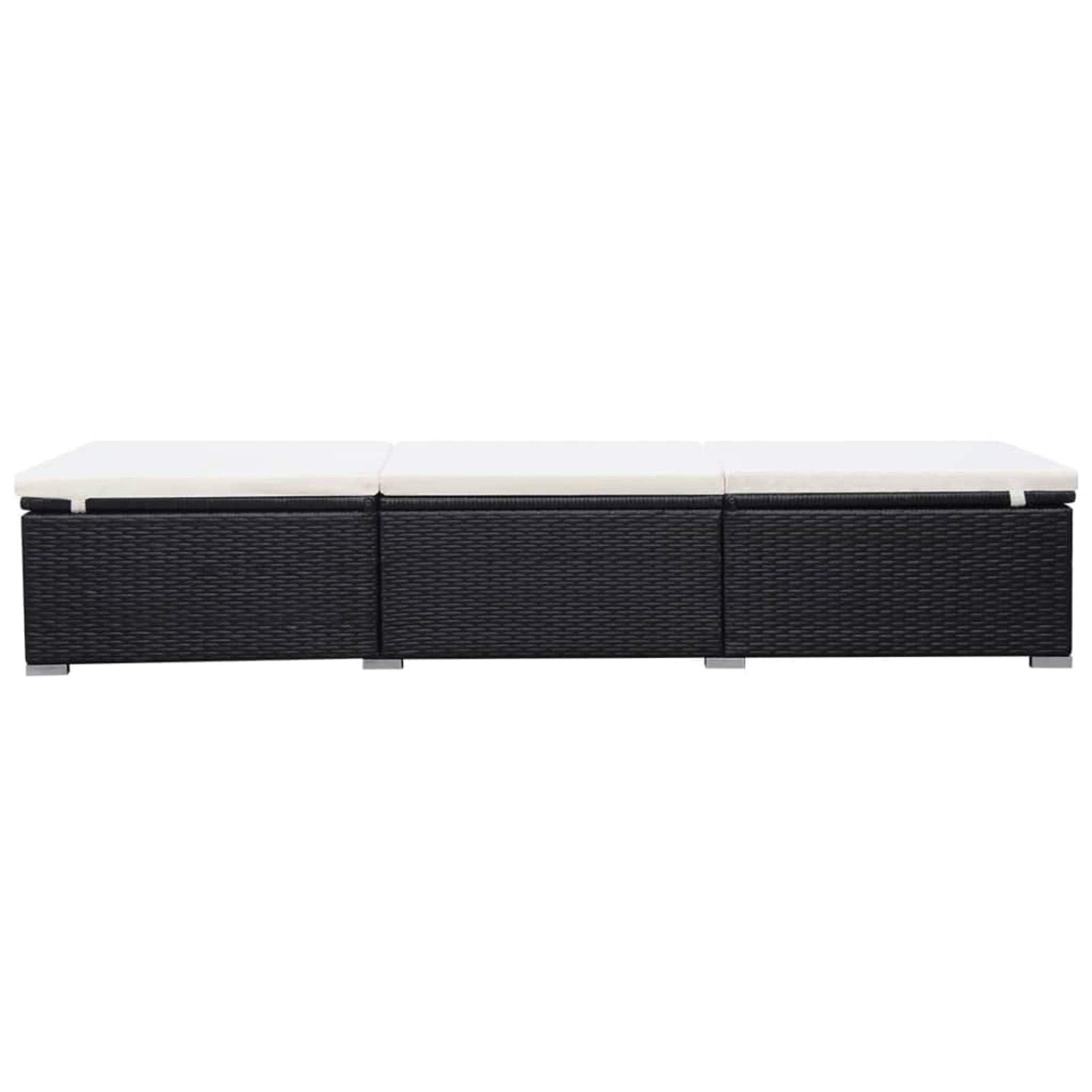 Homgoday Chaises Longues avec Coussins Lot de 2 Résine Tressée Noir, Bain de Soleil de Jardin, Lit de Camping Transat de Relax pour Plage, Extérieur, Balcon, Terrasse
