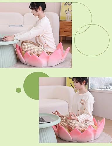 Miniatura 5 de Cojín de felpa con diseño de flor de loto 3D, cojín de suelo para sofá perezoso, para decoración del hogar, sofá, dormitorio, 31.5 pulgadas