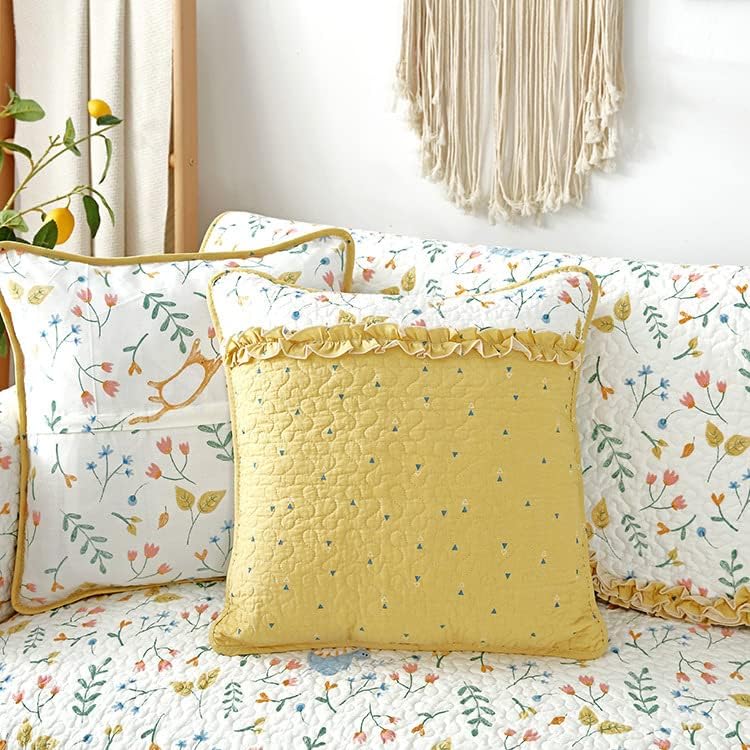 Printed Sofa Protector Anti-Slip Dustproof Cushion Pillow Cat Dog Anti-Scratch 1 2 3 4 Seaters, L Shape Sofa Cover(90 * 90cm, Yellow)