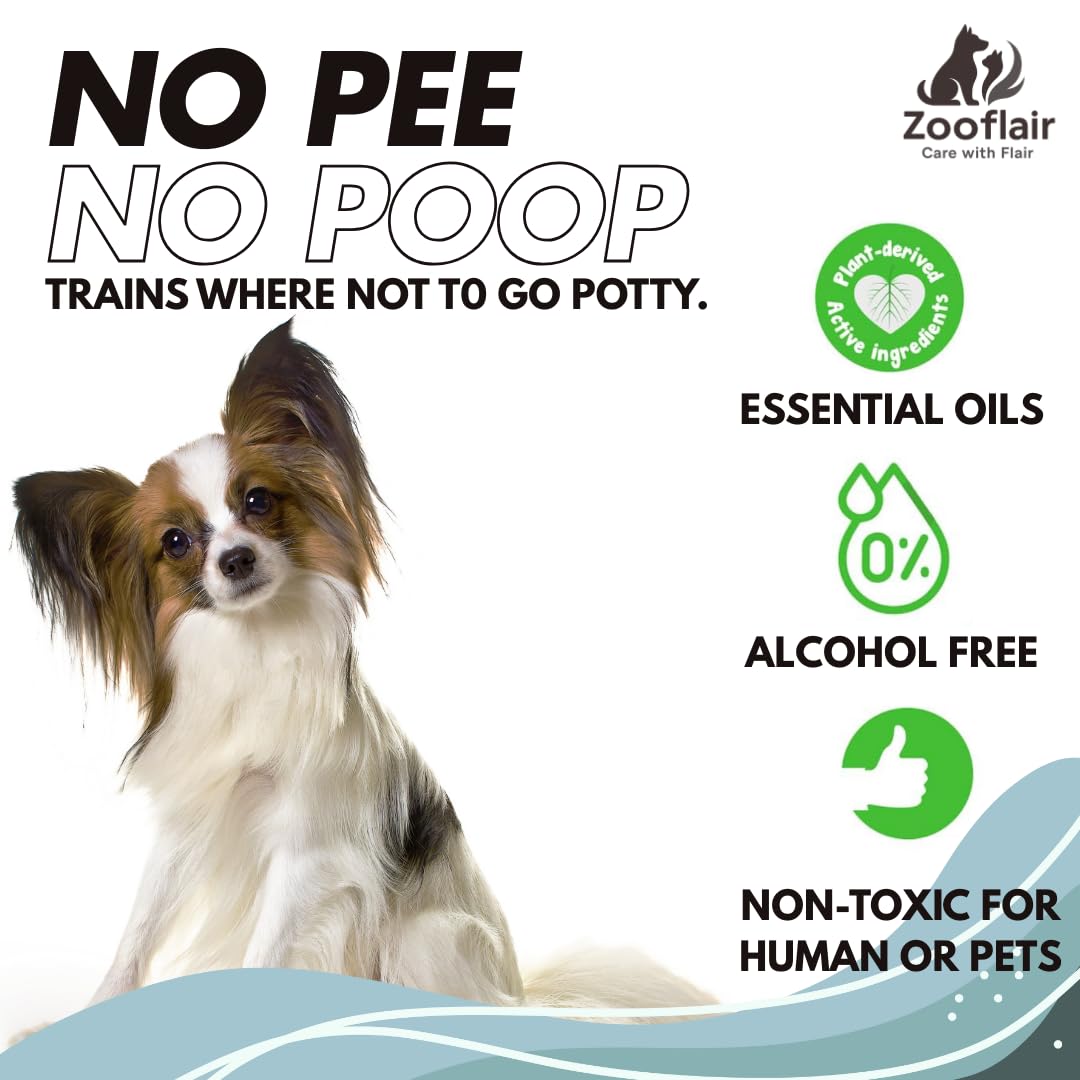 Zooflair Dog No Pee No Poop Training Spray, 500 ml, Natural Essential Oils, Alcohol-Free, Non-Toxic Indoor Outdoor Potty Training Solution 1