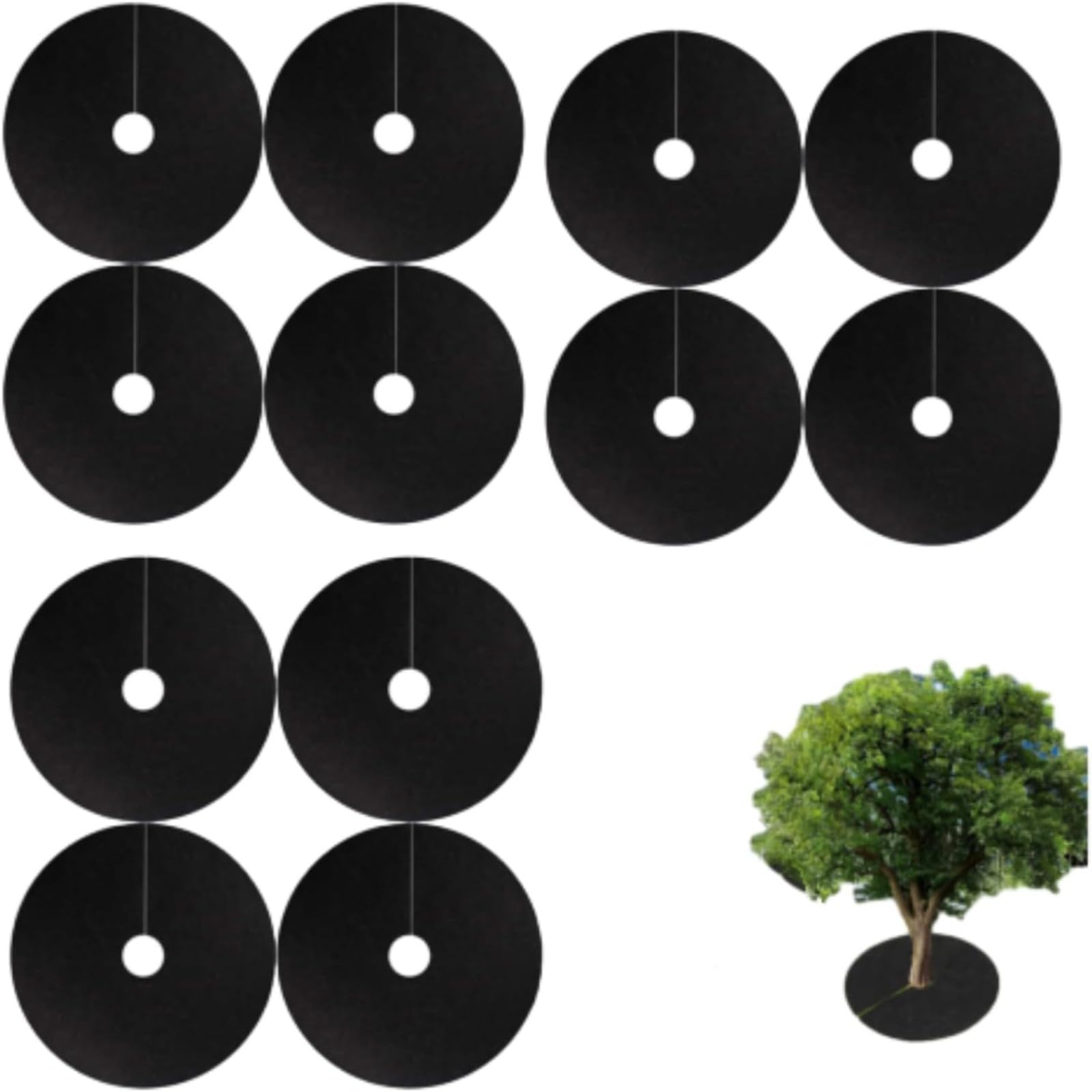 Nero 82 cm Tappetino per Erbacce da Giardino, Dischi Pacciamatura per Piante,10 Pezzi Tappetino Pacciamatura Telo Pacciamatura Albero, Adatto per Giardini, frutteti, orti