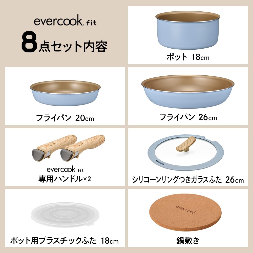 Amazon｜エバークック フィット フライパンセット 8点セット IH対応
