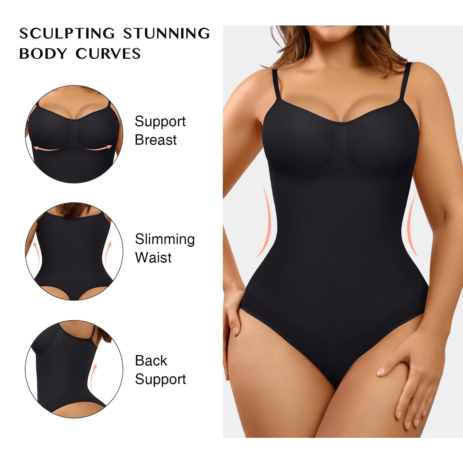 Body Moldeador sin Costuras para Mujer, Tanga, Cintura Adelgazante, Vientre Plano, Espalda Completa, Faja Moldeadora